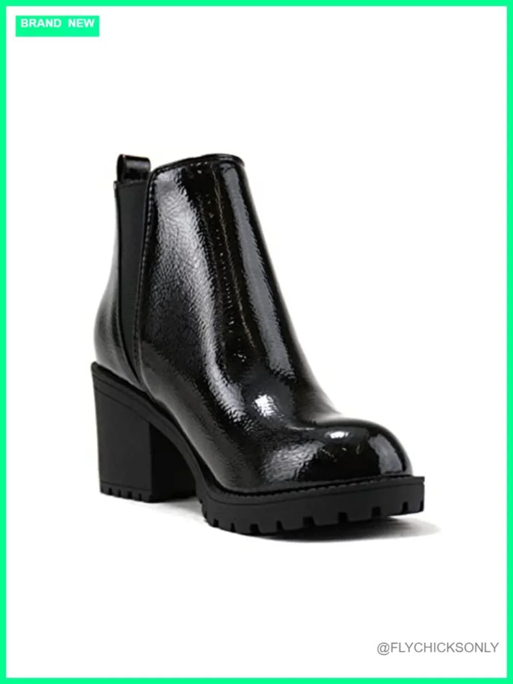 Lug Sole Mid Heel Fashion Ankle Bootie w/ Double Elastic Gore